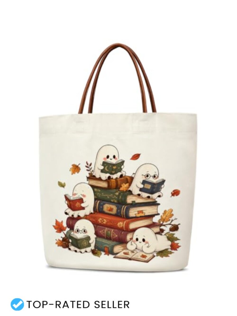 Reusable Canvas Grocery Tote with Leather Handles for Women